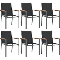 vidaXL Gartenstühle 6 Stk. Schwarz 55x61,5x90 cm Textilene und Stahl