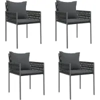vidaXL Gartenstühle mit Kissen 4 Stk. Schwarz 54x61x83 cm Poly Rattan