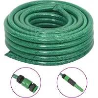 The Living Store Gartenschlauch mit Armaturen-Set Grün 0,9" 10 m PVC