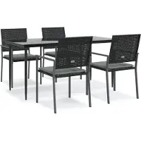 vidaXL 5-tlg. Garten-Essgruppe mit Kissen Poly Rattan und Stahl