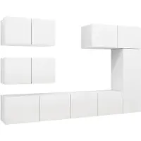 vidaXL 6-tlg. TV-Schrank-Set Weiß Holzwerkstoff