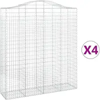 vidaXL Gabionen mit Hochbogen 4 Stk. 200x50x220/240cm Verzinktes Eisen