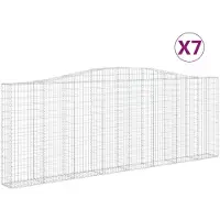 vidaXL Gabionen mit Hochbogen 7 Stk. 400x30x140/160cm Verzinktes Eisen