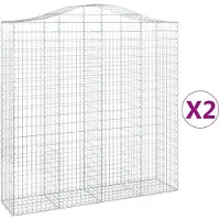 vidaXL Gabionen mit Hochbogen 2 Stk. 200x50x200/220cm Verzinktes Eisen