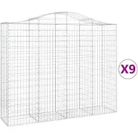 vidaXL Gabionen mit Hochbogen 9 Stk. 200x50x160/180cm Verzinktes Eisen
