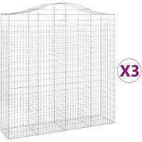 vidaXL Gabionen mit Hochbogen 3 Stk. 200x50x200/220cm Verzinktes Eisen