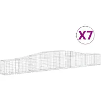 vidaXL Gabionen mit Hochbogen 7 Stk. 400x30x40/60 cm Verzinktes Eisen
