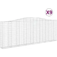 vidaXL Gabionen mit Hochbogen 9 Stk. 400x30x140/160cm Verzinktes Eisen