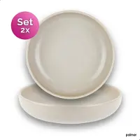 Palmer Sandy Loam Schale - 2er-Set, Steinzeug, √ò 22 cm, grau, matt glänzend gesprenkelt, kompakter Stil, für Pasta, Suppe oder als Obstschale