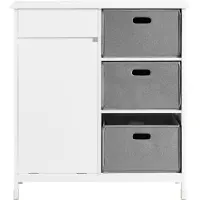 SoBuy BZR77-W Wäscheschrank mit ausklappbarem Wäschesäcken Wäschesack Wäschetruhe Wäschekorb Badezimmerschrank Weiß BHT ca.: 80x91x38cm