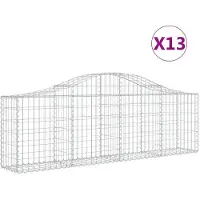 vidaXL Gabionen mit Hochbogen 13 Stk. 200x30x60/80 cm Verzinktes Eisen