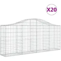 vidaXL Gabionen mit Hochbogen 20 Stk. 200x30x80/100cm Verzinktes Eisen
