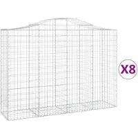 vidaXL Gabionen mit Hochbogen 8 Stk. 200x50x140/160cm Verzinktes Eisen