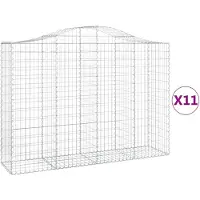 vidaXL Gabionen mit Hochbogen 11Stk. 200x50x140/160cm Verzinktes Eisen