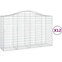vidaXL Gabionen mit Hochbogen 12Stk. 200x50x120/140cm Verzinktes Eisen