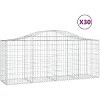 vidaXL Gabionen mit Hochbogen 30 Stk. 200x50x80/100cm Verzinktes Eisen