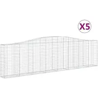 vidaXL Gabionen mit Hochbogen 5 Stk. 400x30x100/120cm Verzinktes Eisen