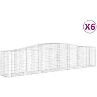 vidaXL Gabionen mit Hochbogen 6 Stk. 400x50x80/100cm Verzinktes Eisen
