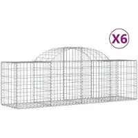 vidaXL Gabionen mit Hochbogen 6 Stk. 200x50x60/80 cm Verzinktes Eisen