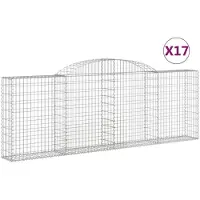 vidaXL Gabionen mit Hochbogen 17 Stk 300x30x100/120cm Verzinktes Eisen