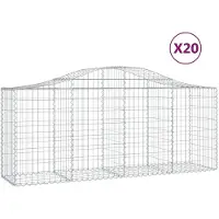 vidaXL Gabionen mit Hochbogen 20 Stk. 200x50x80/100cm Verzinktes Eisen