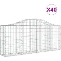 vidaXL Gabionen mit Hochbogen 40 Stk. 200x30x80/100cm Verzinktes Eisen