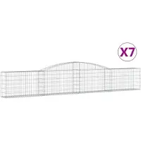 vidaXL Gabionen mit Hochbogen 7 Stk. 400x30x60/80 cm Verzinktes Eisen