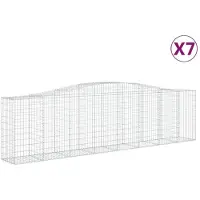 vidaXL Gabionen mit Hochbogen 7 Stk. 400x50x100/120cm Verzinktes Eisen