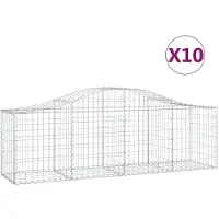vidaXL Gabionen mit Hochbogen 10 Stk. 200x50x60/80 cm Verzinktes Eisen