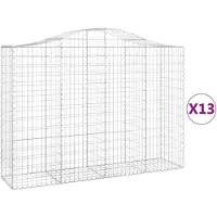 vidaXL Gabionen mit Hochbogen 13Stk. 200x50x140/160cm Verzinktes Eisen