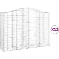 vidaXL Gabionen mit Hochbogen 12Stk. 200x50x140/160cm Verzinktes Eisen