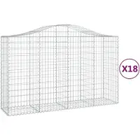 vidaXL Gabionen mit Hochbogen 18Stk. 200x50x120/140cm Verzinktes Eisen