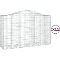 vidaXL Gabionen mit Hochbogen 11Stk. 200x50x120/140cm Verzinktes Eisen
