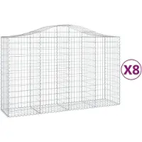 vidaXL Gabionen mit Hochbogen 8 Stk. 200x50x120/140cm Verzinktes Eisen