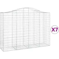 vidaXL Gabionen mit Hochbogen 7 Stk. 200x50x140/160cm Verzinktes Eisen