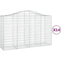 vidaXL Gabionen mit Hochbogen 14Stk. 200x50x120/140cm Verzinktes Eisen