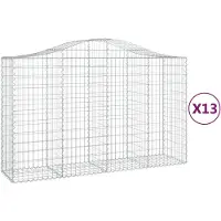 vidaXL Gabionen mit Hochbogen 13Stk. 200x50x120/140cm Verzinktes Eisen
