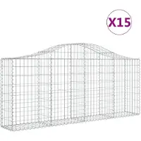 vidaXL Gabionen mit Hochbogen 15 Stk. 200x30x80/100cm Verzinktes Eisen