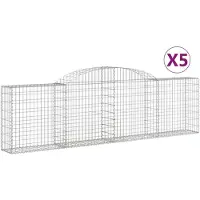 vidaXL Gabionen mit Hochbogen 5 Stk. 300x30x80/100 cm Verzinktes Eisen