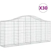 vidaXL Gabionen mit Hochbogen 30 Stk. 200x30x80/100cm Verzinktes Eisen