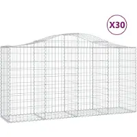 vidaXL Gabionen mit Hochbogen 30 Stk 200x50x100/120cm Verzinktes Eisen