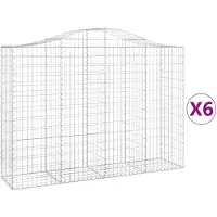 vidaXL Gabionen mit Hochbogen 6 Stk. 200x50x140/160cm Verzinktes Eisen