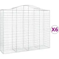 vidaXL Gabionen mit Hochbogen 6 Stk. 200x50x160/180cm Verzinktes Eisen