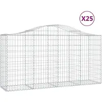 vidaXL Gabionen mit Hochbogen 25 Stk 200x50x100/120cm Verzinktes Eisen