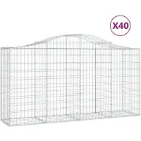 vidaXL Gabionen mit Hochbogen 40 Stk 200x50x100/120cm Verzinktes Eisen