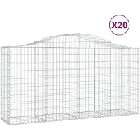 vidaXL Gabionen mit Hochbogen 20 Stk 200x50x100/120cm Verzinktes Eisen