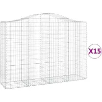 vidaXL Gabionen mit Hochbogen 15Stk. 200x50x140/160cm Verzinktes Eisen