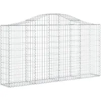 vidaXL Gabione mit Hochbogen 200x30x100/120 cm Verzinktes Eisen