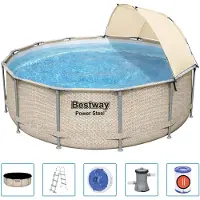 Bestway Power Steel Swimmingpool Set mit Dach 396x107 cm