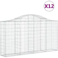 vidaXL Gabionen mit Hochbogen 12Stk. 200x30x100/120cm Verzinktes Eisen